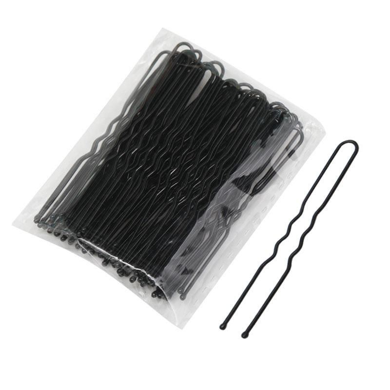 Черная бесшовная шпилька U-образной формы, незаменимая для пучков, фиксирующие шпильки для волос, женские шпильки-одна линия и заколки-шпильки