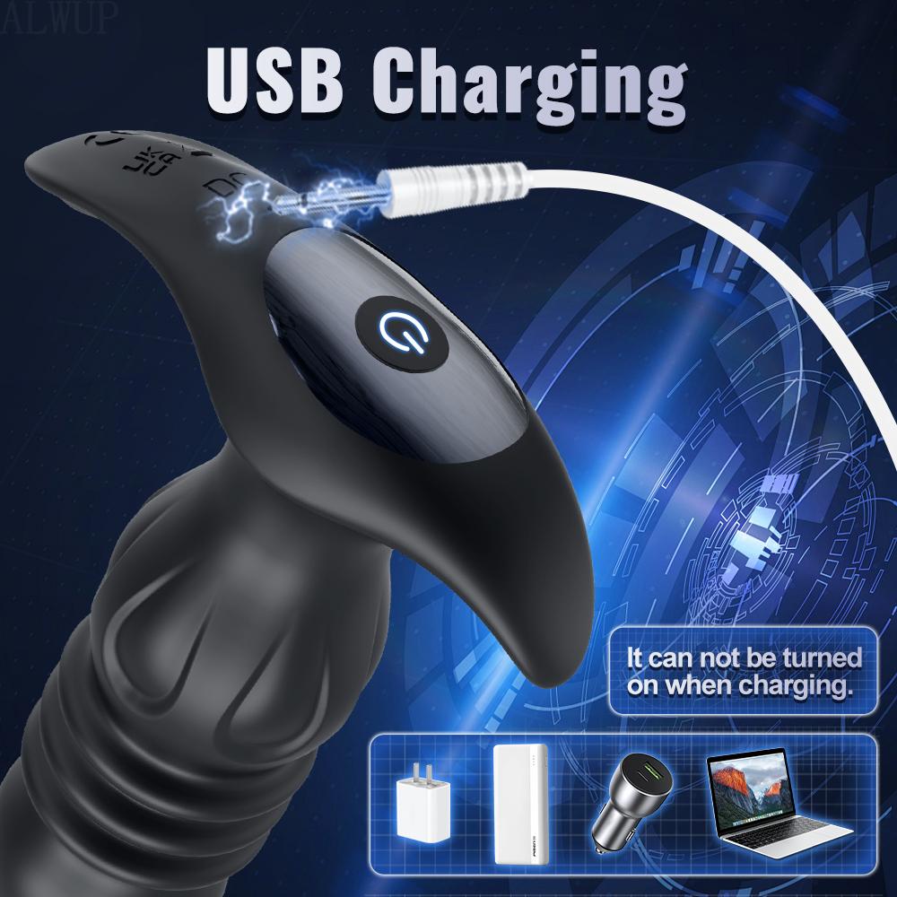 Male Prostate Massager Anal Butt Plug Vibrators Men Wireless Remote Control Thrusting Anal Dildo Vibrator Sex Toy for Woman