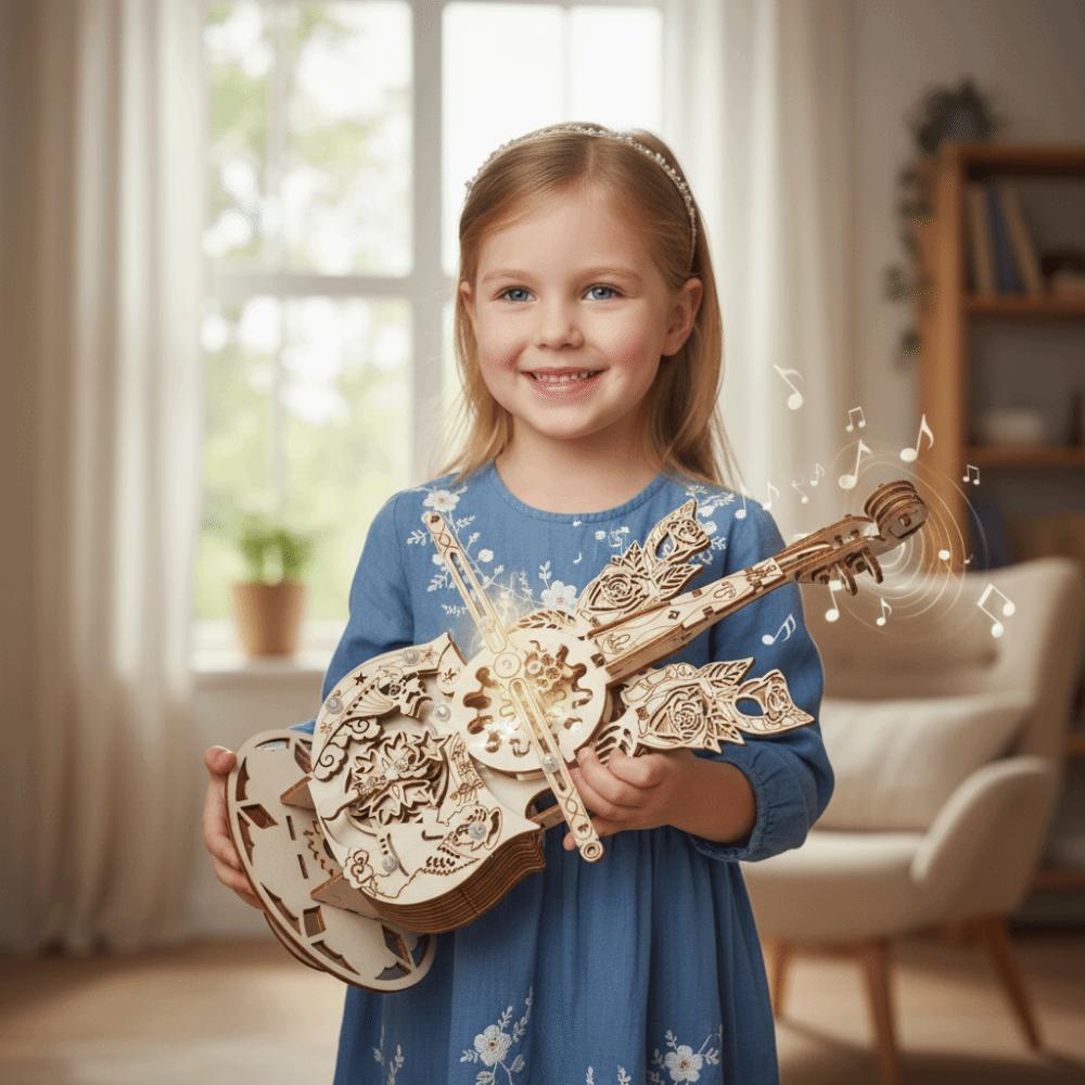 DIY Design Wooden Cello Model Wooden Material DIY Assembly For Kids 3D Puzzle Crafts Gift