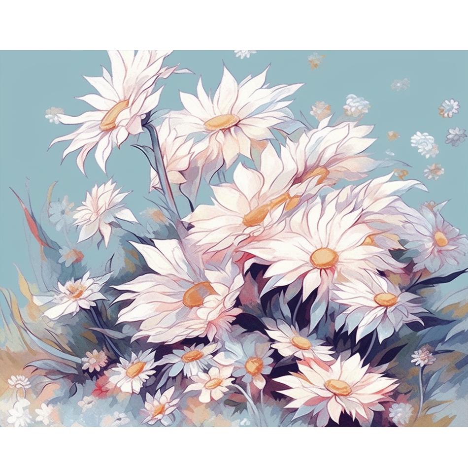 Рамка для рисования по номерам, цветочный рисунок на холсте, художественный подарок ручной работы, картины по номерам, наборы для домашнего декора 40x50 см