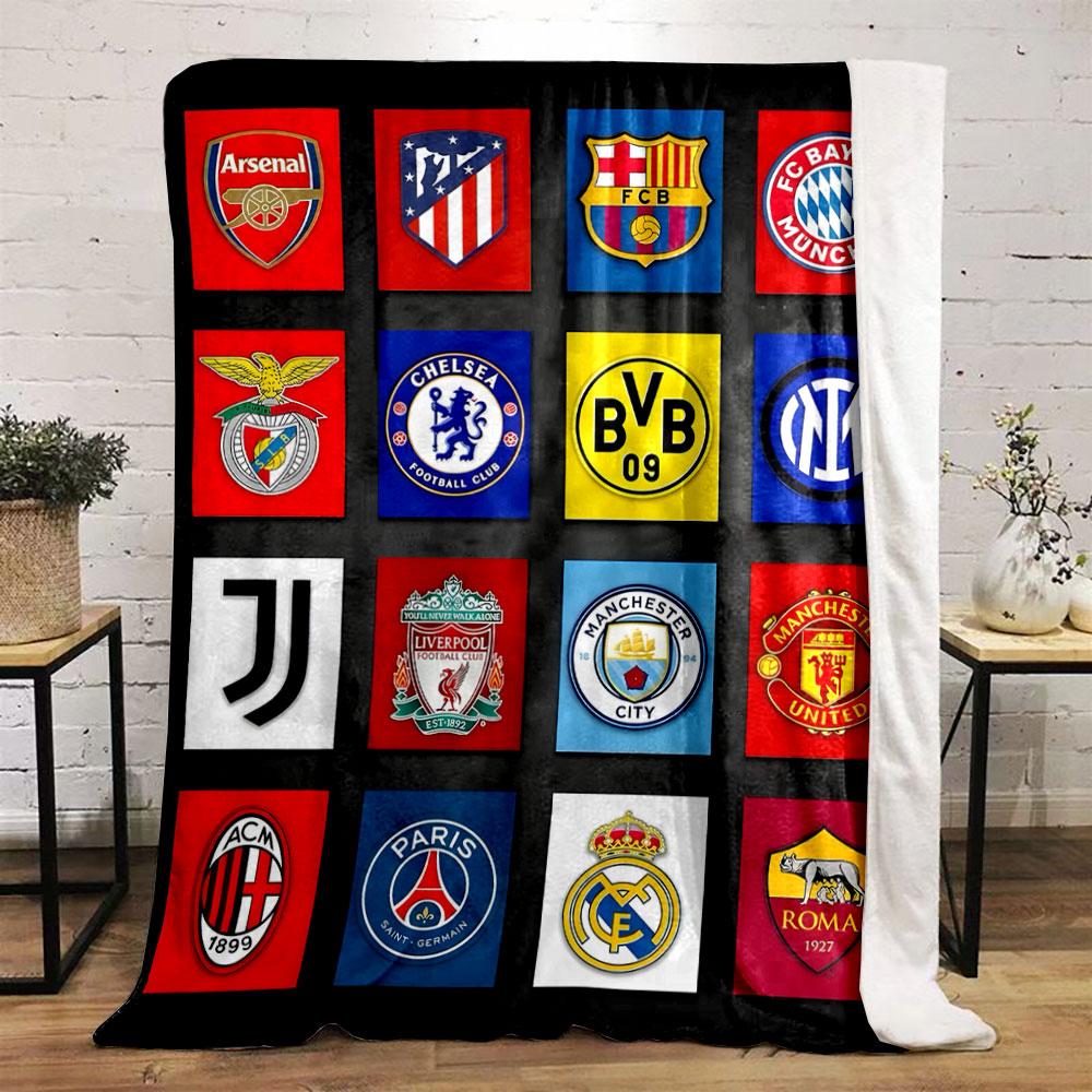 Football Club Logos Collection print blanket soft and cozy perfect for the living room bed sofa or a nap,gift