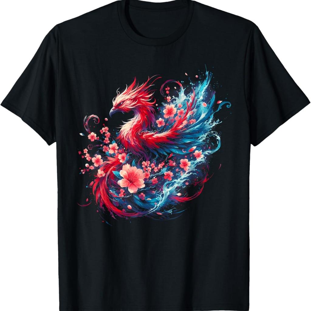 Phoenix and Cherry Blossom Art Christmas T-Shirt(1)