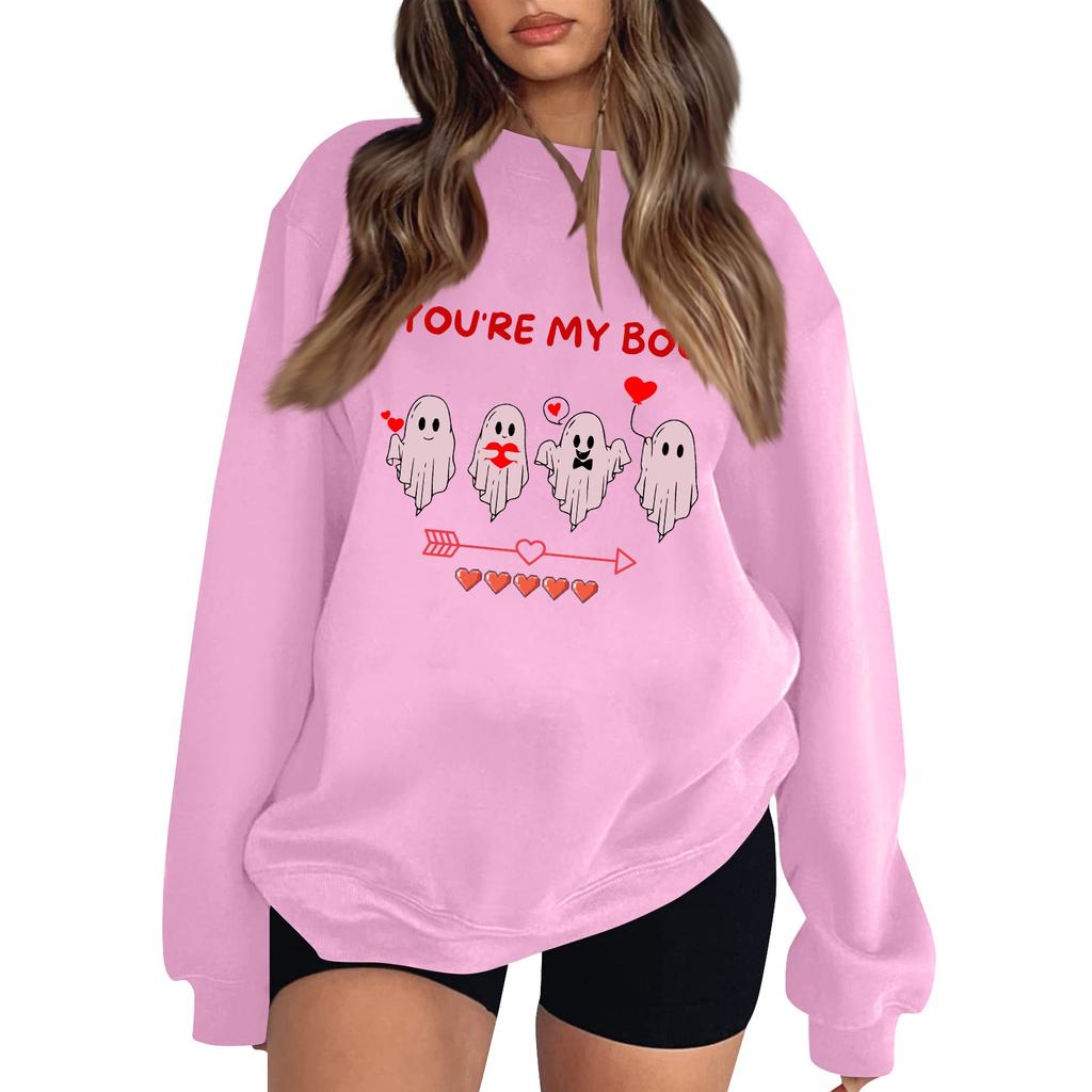Women's Casual Fashion Valentine's Day Print Long Sleeve O-Neck Sweatshirts Pullover Top
