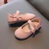 Children Girls Casual Retro Bowknot Design Soft Bottom Non-Slip Princess Shoes Single Shoes Leather Shoes