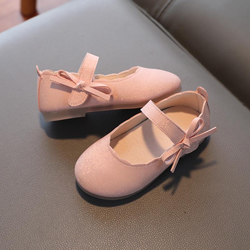 Children Girls Casual Retro Bowknot Design Soft Bottom Non-Slip Princess Shoes Single Shoes Leather Shoes