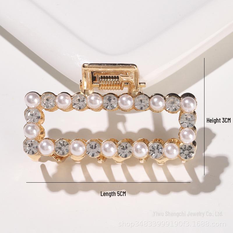 Корейская заколка для волос с жемчугом: Стильный зажим из сплава с гальваническим покрытием для женщин