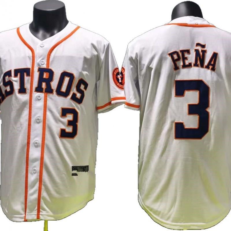 Houston Astros 3 Pena White Embroidered Fan Baseball Jersey Short Sleeve Unisex