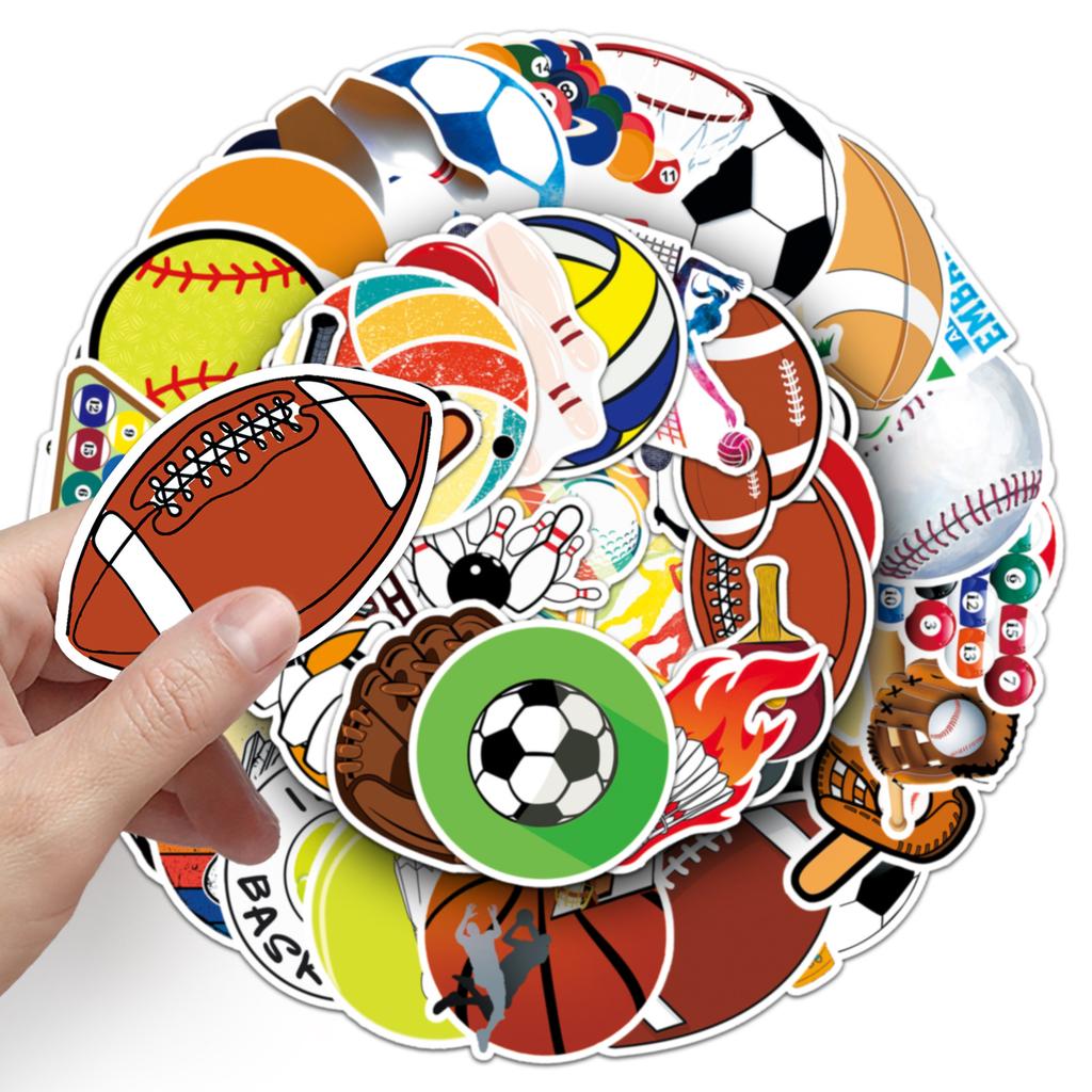 50 Pictures of Mixed Ball Graffiti Sports Football Volleyball Decorative Suitcase Mobile Phone Case Waterproof Stickers