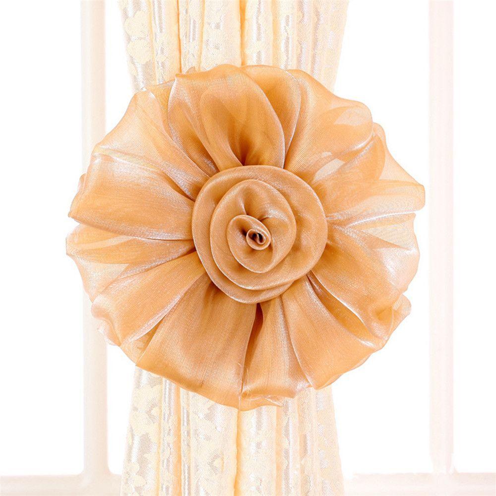 2pcs Practical Tieback Clip-on Rose Flower Window Curtain Home Decor Tie Holder