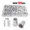 70/205pcs/box Aluminum Insert Rivet Nut Rivnut Nutsert Mix M3 M4 M5 M6 M8 Size Set Assortment Kit Flat Head High Quality
