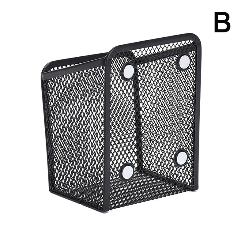 Magnetic Pencil Holder Stationery Storage Mesh Basket Desktop Pen Makeup Brush Container Kitchen Refrigerator Organizer
