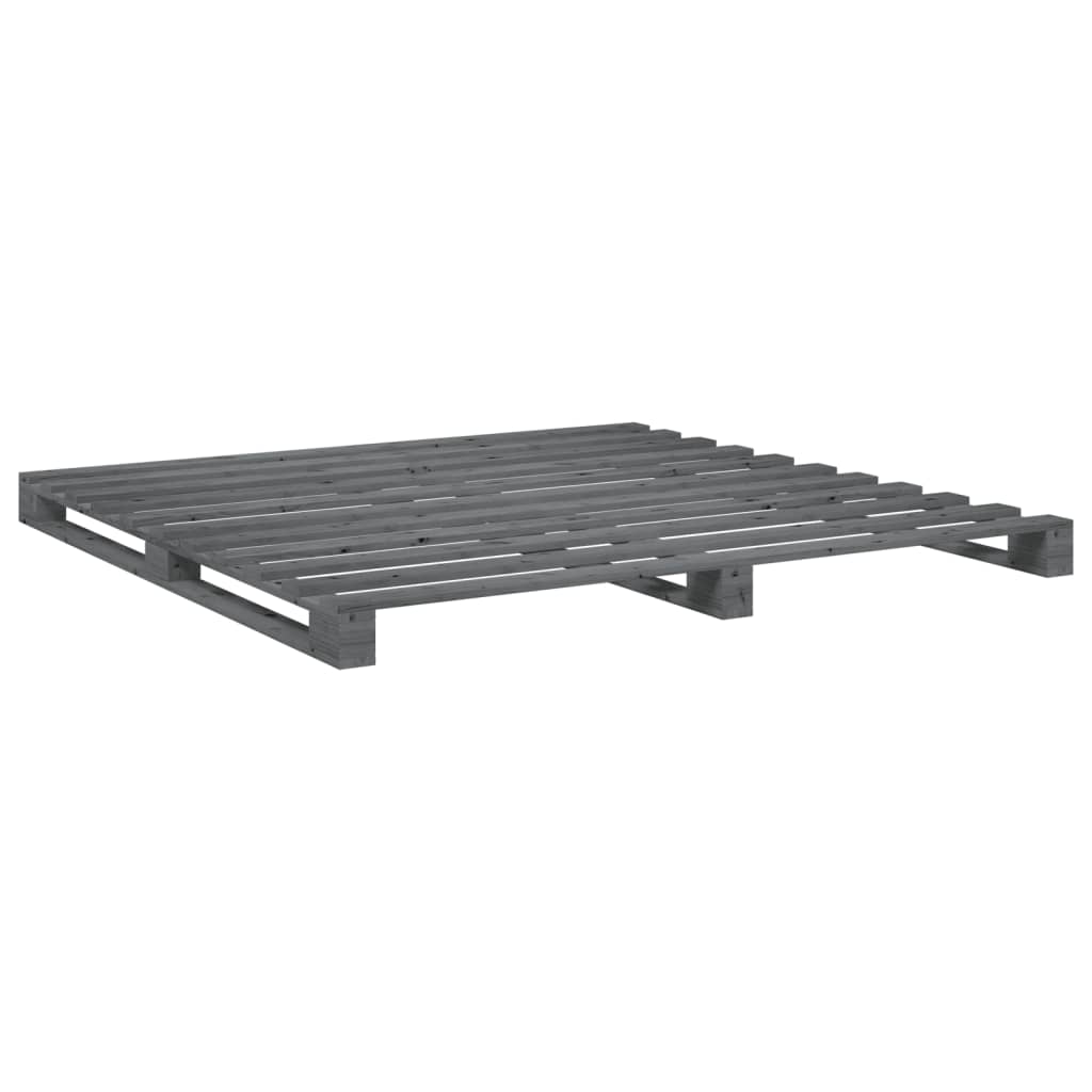 Solid Wood Bed with Headboard Grey 200 x 200 cm Pine