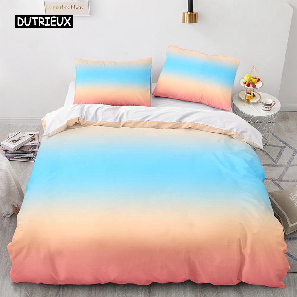 Rainbow Gradient Duvet Cover Set Queen Size Rainbow for Kids Girls Cute Style Bedding Set Polyester Single King Twin Quilt Cover
