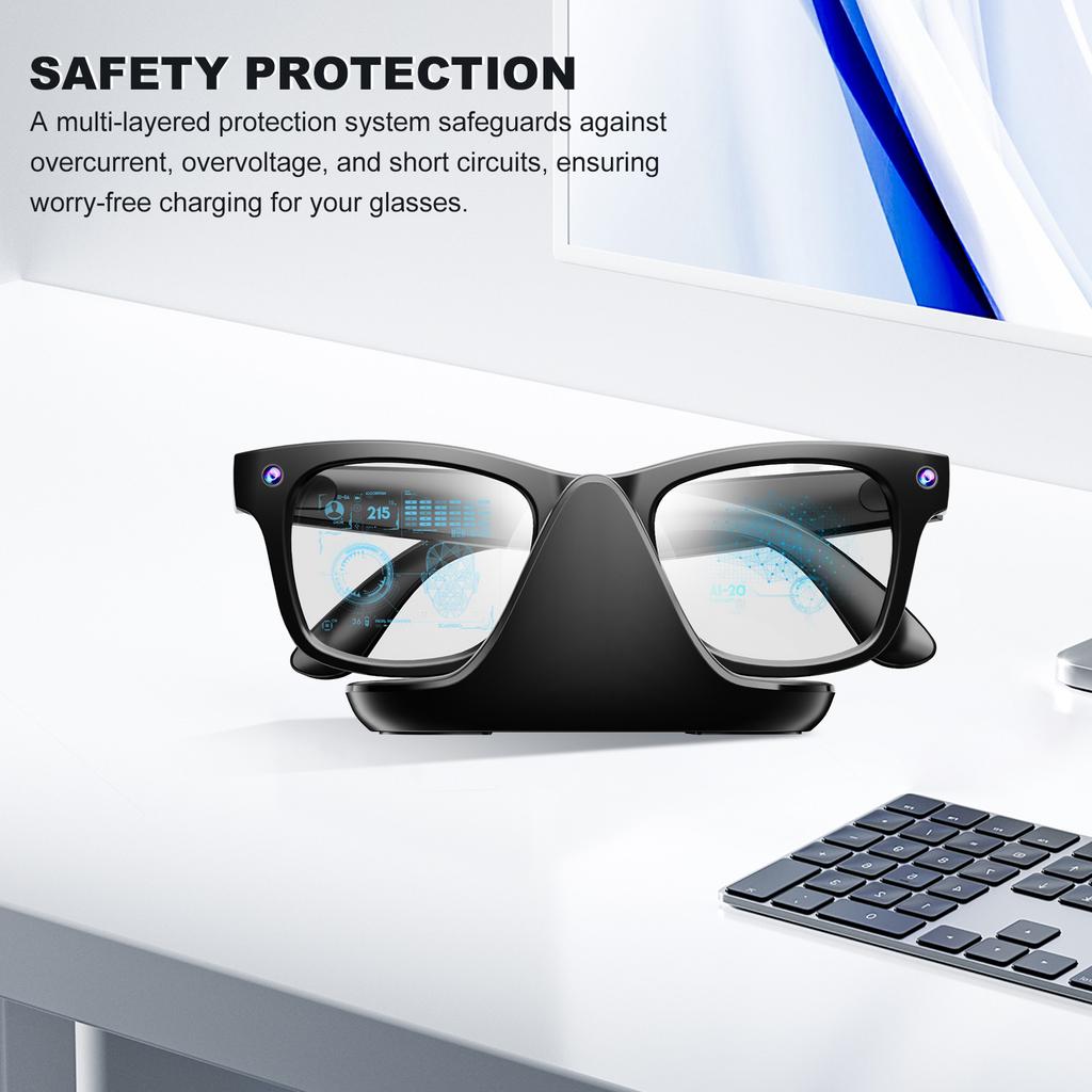 Мини-док-станция для зарядки умных очков Meta Wayfarer/Headliner/Skyler, портативная станция-зарядное устройство для путешествий с кабелем USB-C и светодиодной подсветкой