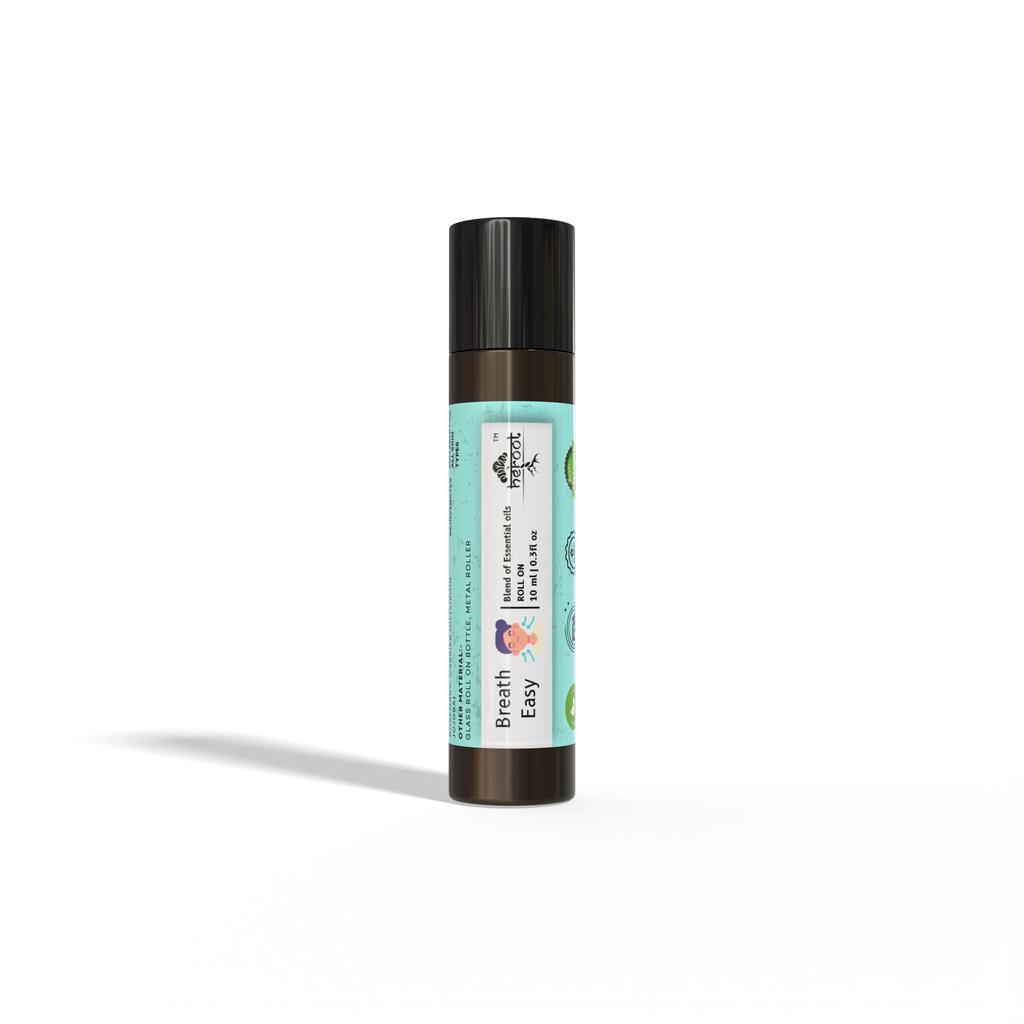Breath Easy Essential Oil Blend Roll On Peppermint, Tea Tree, Eucalyptus, Lemon