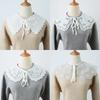 Korean Style Women Lace False Collar Detachable Collar Neckline Hollow Out Scarf Fale Collar Half Shirt Blouse Top Mini Cape