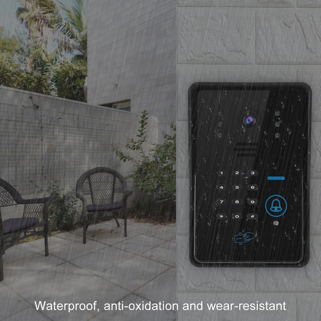 7inches Wired Video Doorbell Intercom System Card Password Remote Control