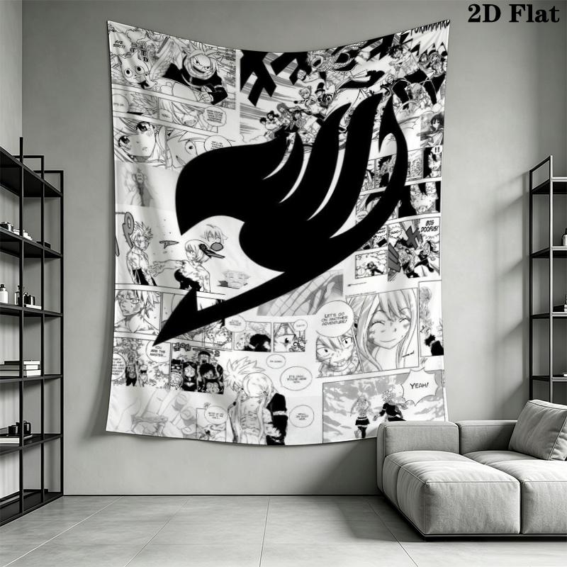 FAIRY TAIL Wall Tapestry Aesthetic Wall Hanging Printed Fabric Blanket Decorative Tapestries for Bedroom Living Room Home Decor
