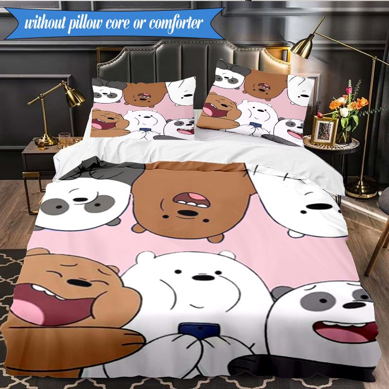 Bears Friends Adventure 3pcs K-pop music group Bedding set,Ideal for Bedroom, Dormitory,Including Duvet Cover And 2pcs Pillowcases,Fan gifts