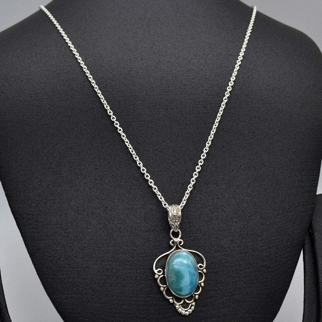 Ожерелье Ларимар, Стерлинговое Серебро 925 пробы, Женское Ожерелье в стиле Бохо, Подарок на помолвку, Дизайнерское Ожерелье, Свадебные украшения, Ювелирные изделия ручной работы