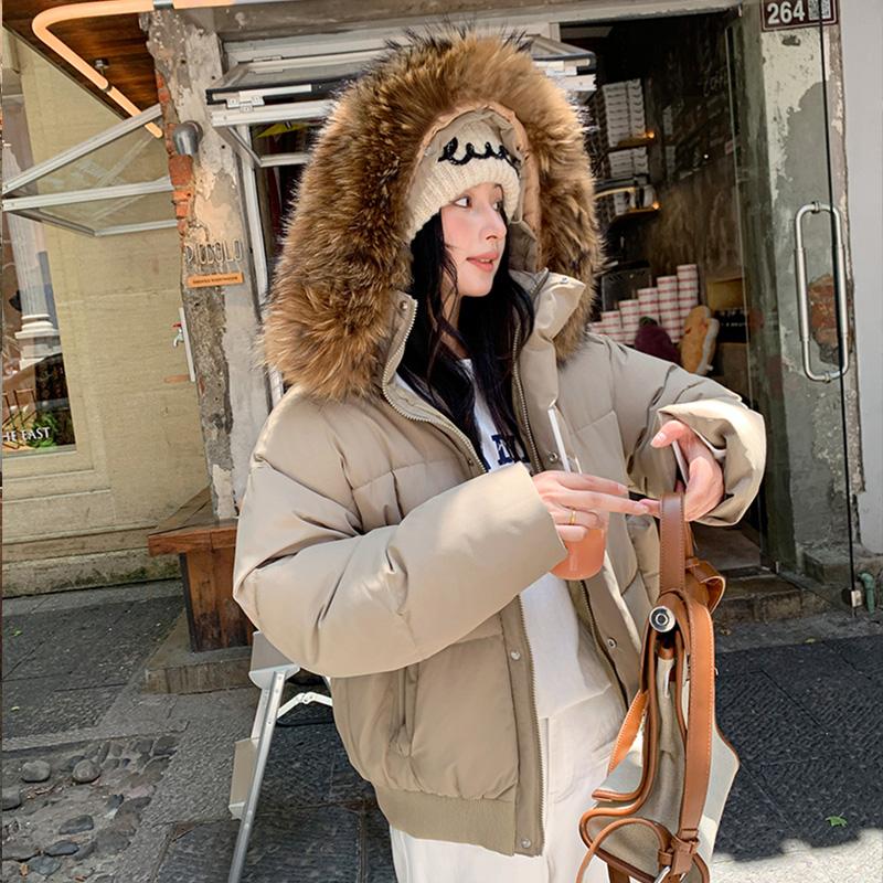 Осень-зима, утепленная теплая парка, женская повседневная милая однотонная Свободная куртка с капюшоном и большим карманом, верхняя одежда