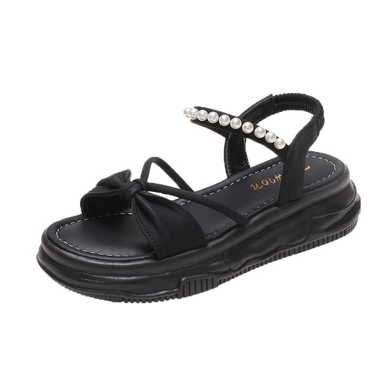 Fashion Women's Sandals Pearl Women Shoes Comfortable Beach Shoes Pull On Sandals Summer New Platform Versatile Shoes