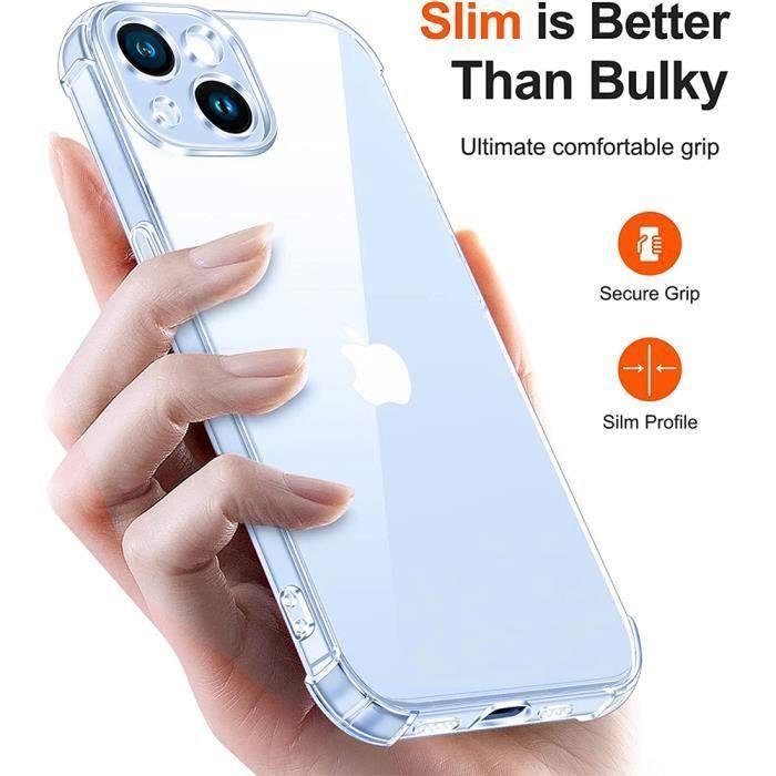 Protective Case - BOOLING - for iPhone 15 - Silicone - Transparent - Shockproof Reinforced Corners