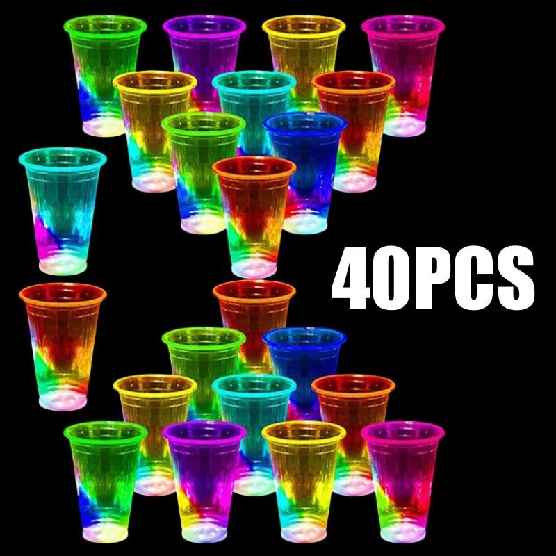 LED Glowing Beer Cup Flashing Party Cups Glow Dark for Birthdays Weddings Concerts BBQ Beach DJ Events