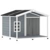 Raised Wooden Kennel with Asphalt Roof and Deck, Shelter for Medium-Sized Dogs, 103x107x83.5 cm, Gray