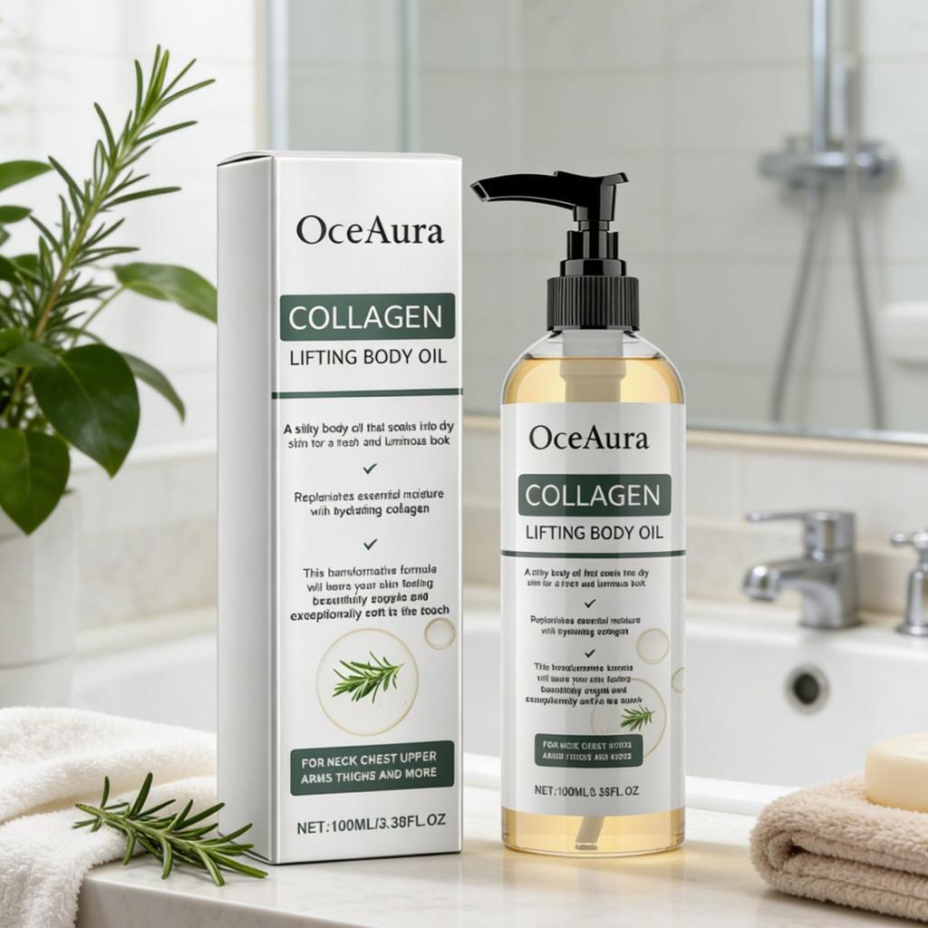 OceAura Коллагеновое Лифтинг-Масло для Тела Увлажняющее Повышение Эластичности Кожи Подтягивающее Тело Масло для Массажа Тела с Розмарином