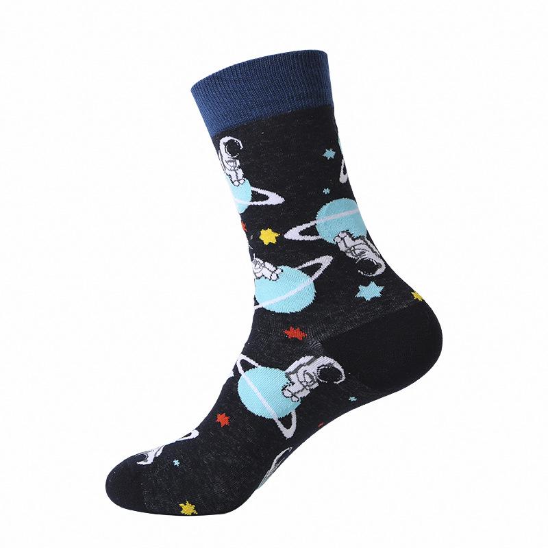 1 пара забавных носков Ins Astronaut Airplane Heaven Body Middle Tube для мужчин Happy Socks Streetwear из хлопка для мужчин, скейтбордистов, для мальчиков, для взрослых