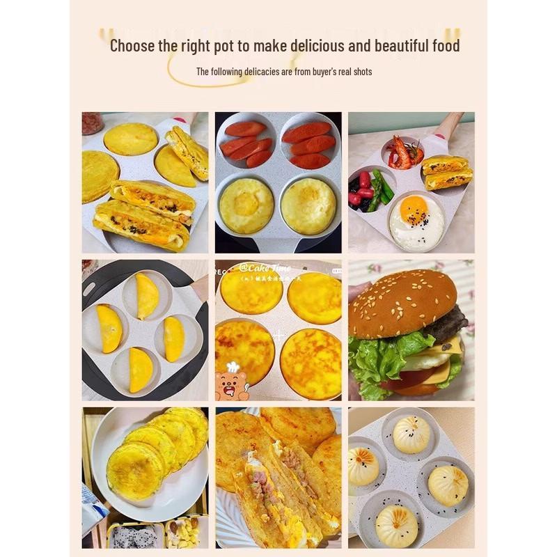 ASD 18CM Non-Stick Four-Hole Egg Frying Pan