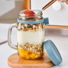 Spoons & Handle Milk Cup Oats Container Overnight Oats Jars Yogurt Pot Glass Breakfast Jar