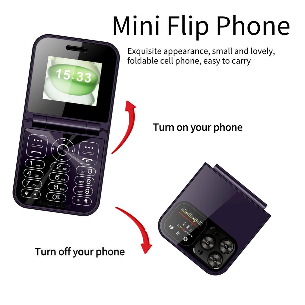 Мини-раскладной мобильный телефон с двумя SIM-картами, 2G GSM, 2,0-дюймовый экран, скоростной набор, волшебный голосовой фонарик, FM-черный список, маленькая раскладушка, запасной телефон