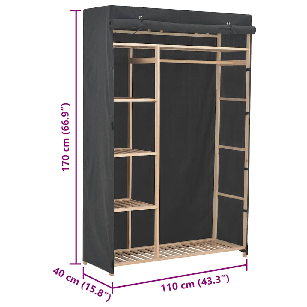 Wardrobe Gray 110 x 40 x 170 cm Fabric
