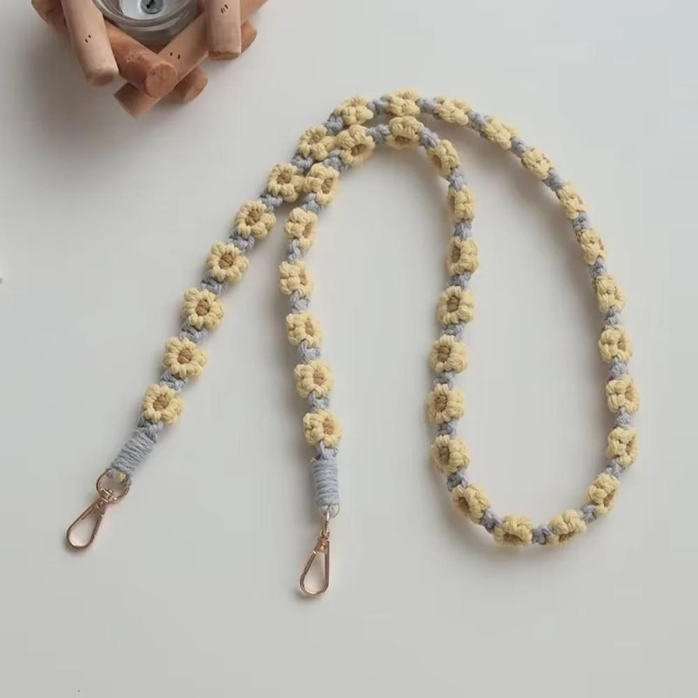 Cotton Mobile Phone Lanyard Daisy Macrame Keychain Hanging Strap Bag Hanging Rope Bag Accessories