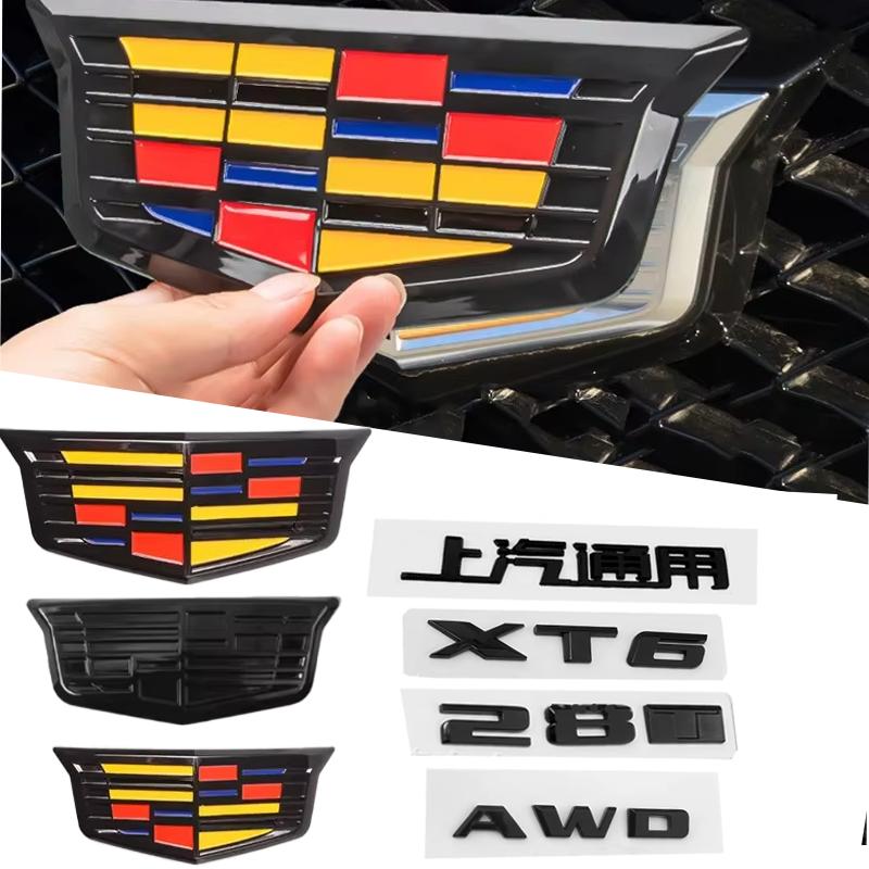AABHP1 ABS 3D Front Grille Rear Trunk Emblem for Cadillac XT6 Fender Badge Logo Decal Cover Stickers Auto Accessories