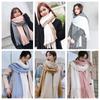 Korean Style Long Wool Tassel Scarf Thickened Winter Neckerchief Women Cashmere Scarf  Women/Male