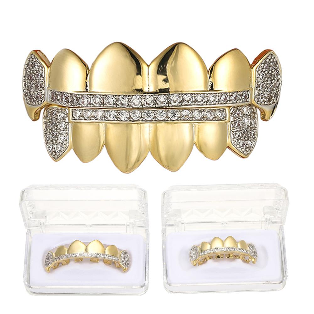 Hiphop Grillz Fashion Light up Body Jewelry Man Trendy Gold / Silver Copper With Zirconia Punk Dental Grillz