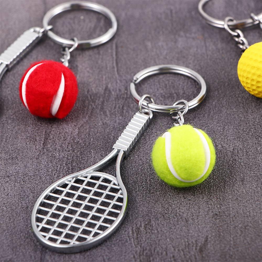 Key Rings Car Key Chain Metal Mini Keychain Sports Key Chain Tennis Racket Keychain Tennis Ball