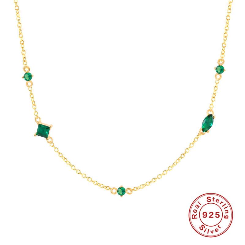 S925 Стерлинговое серебро Креативный Универсальный Личность Douyin То же Самое Бриллиант Дофамин Яркий Цвет Ключица Ключица Ожерелье