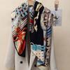 130*130cm 30% Silk +70% Wool Scarf Retro Vintage Luxurious Soft Shawl Large Warm Winter Wrap for Women