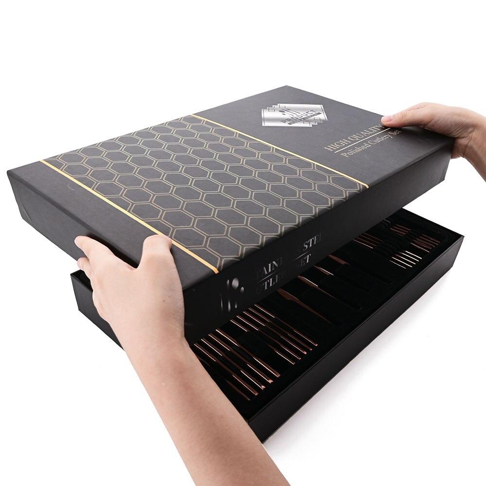 24 шт. набор столовой посуды с подарочной коробкой, нож, вилка, ложка, ужин, набор столовых приборов, посуда из нержавеющей стали, столовое серебро, еда, кухня