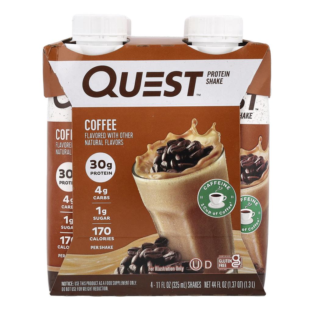 Quest Nutrition Protein Shakes, Coffee, 4 Shakes, 11 Fl Oz (325 Ml) Each