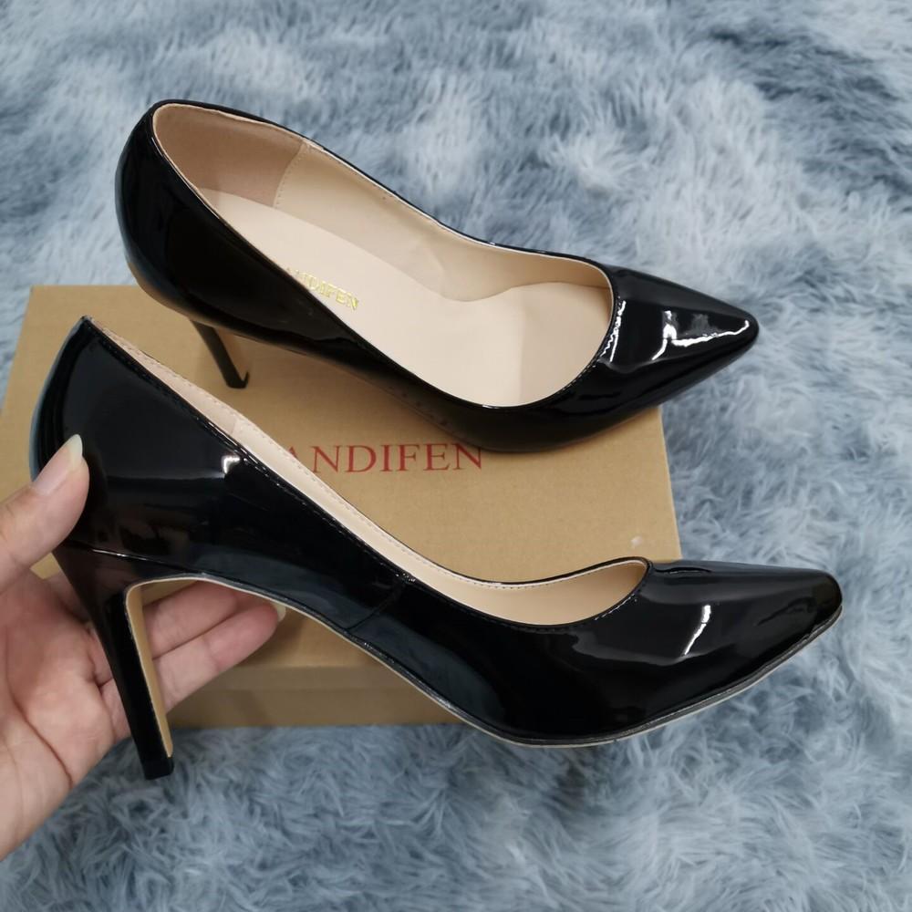 Женские туфли-лодочки OL, сексуальные туфли на высоком каблуке 9 см, женские туфли-лодочки на шпильке с острым носком, сексуальные женские красные свадебные туфли, черный офисный каблук