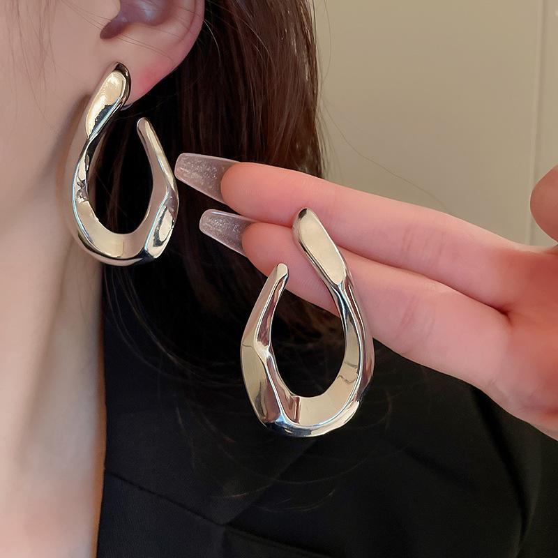 Exaggerated Metal Irregular Geometric Large Earrings for Women Europe And America Personality Party Retro Jewelry Gifts