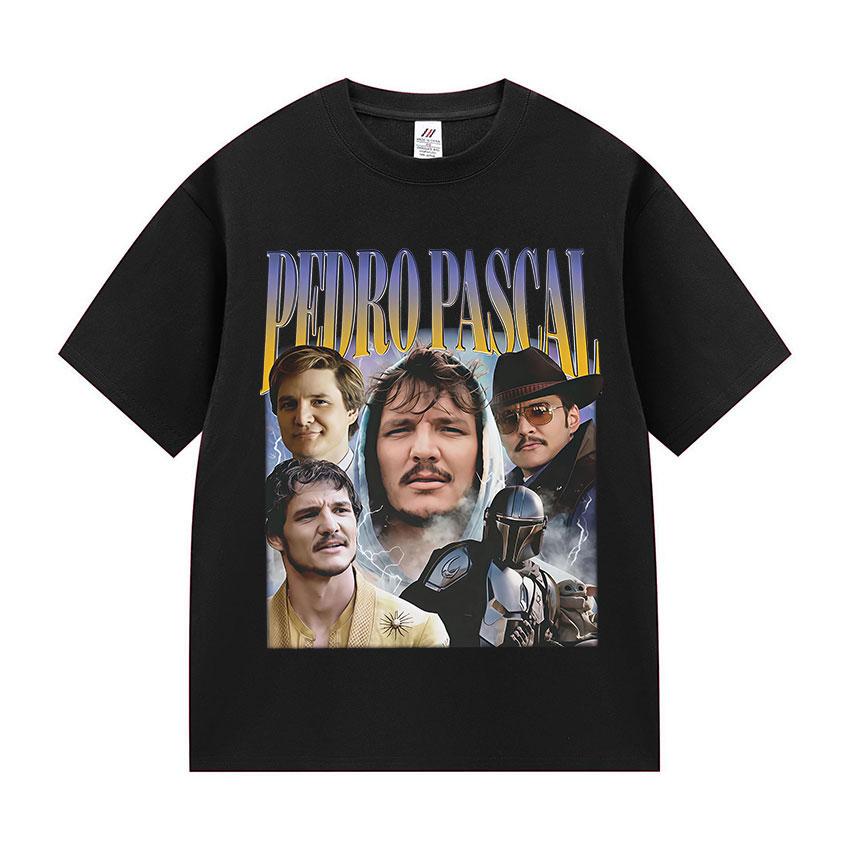 Actor Pedro Pascal Movie Graphic T Shirt Unisexs Retro High Quality Fashion Clothing Tshirts Unisex 100 Cotton Oversized Tshirt