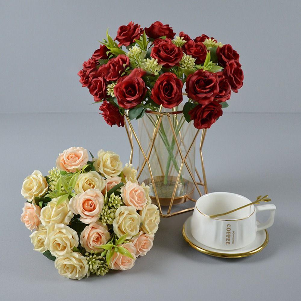 10 Heads Peony Fake Flowers Silk Artificial Flowers  Wedding Decoration Flowers