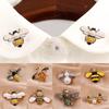 Women Rhinestone Bee Brooch Insect Pearl Corsage Brooches Enamel Brooch Pin Clothing Accessories