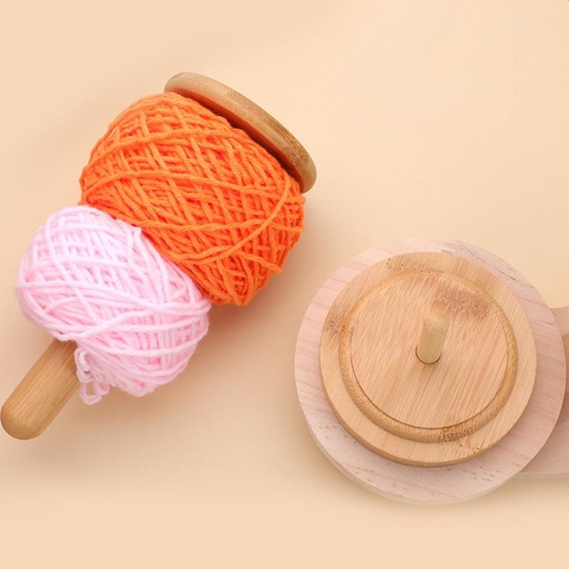 Wood Yarn Holder Rotatable Yarn Spool Holder Portable Yarn Dispenser Knitting Yarn Organizers Yarn Thread Spool Holder